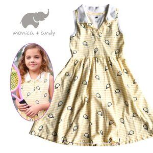 Monica +Andy Girl's Tennis Yellow White Striped Collared Polo Dress - Size 10